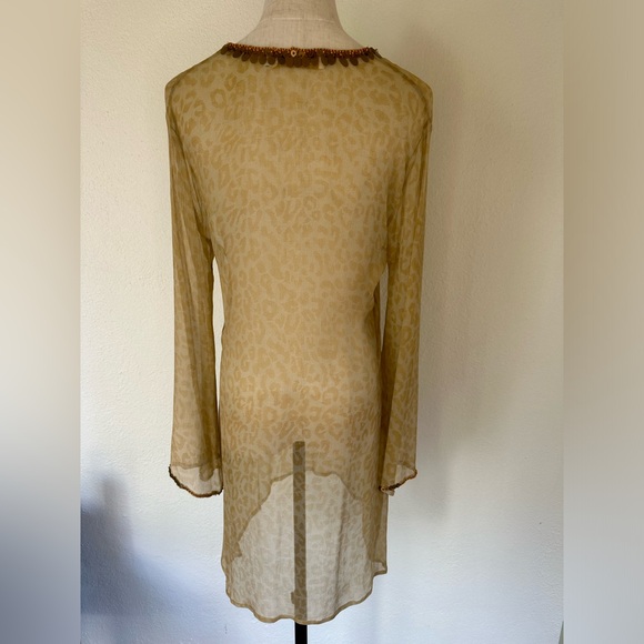 Leopard print sheer embellished Tunic by KafCannes on French Riviera size Small - Picture 5 of 8